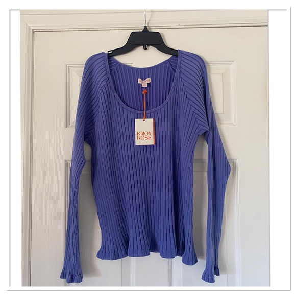 Knox Rose Women’s Slim Fit Ribbed T-Shirt NWT - Picture 2 of 4